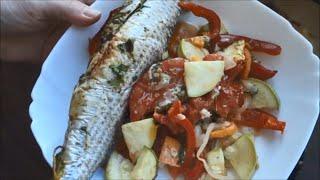 Запеченная рыба с овощами в духовке рецепт. Как приготовить кефаль