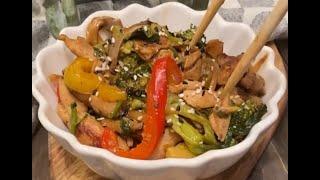 Курица с грибами и овощами по азиатски рецепт  #Shorts