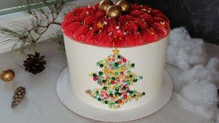 Новогодний простой торт Зимнее оформление торта Сладкая красота