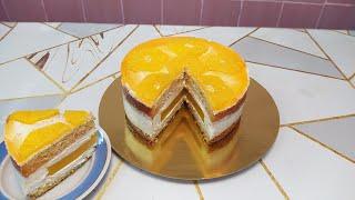 Супер вкуснятина. Торт с апельсиновым конфитюром и творожным кремом.