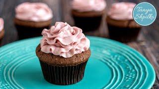 Шоколадные Капкейки с Малиновым Кремом | Chocolate Cupcakes with Raspberry Frosting | Tanya Shpilko