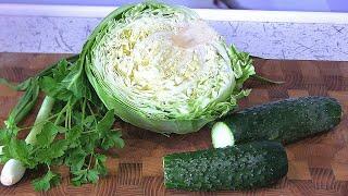 Самый ПРОСТОЙ зелёный летний САЛАТ из капусты Буквально за 5 минут свежий овощной салат на столе !