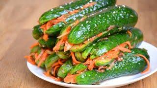 Маринованные огурцы быстрого приготовления по-корейски с морковью