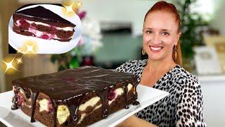 Быстрый Шоколадный Торт пирог МРАМОРНЫЙ с творогом Вкусно и красиво Люда Изи Кук торт chocolate cake