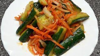 Кимчи из огурцов по-корейски. Очень вкусный и свежий салат из овощей.