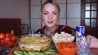 MUKBANG | Картофель с грибами, салат с ананасами | Potatoes with mushrooms, pineapple salad не ASMR