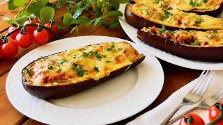 Баклажановые Лодочки с тунцом и овощами под сыром!//Eggplant Boats with tuna and vegetables!