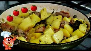 Рецепт картошки с мясом на сковороде