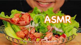 ASMR |THAI FOOD SPICY SALMON SASHIMI SALAD | QUNFOH EATS