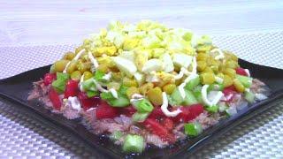 Простой рецепт вкусного и легкого салата из простых продуктов.Light salad.