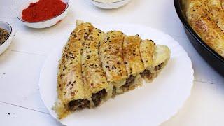 Мясной пирог Бурек из слоёного теста. Turkish puff pie with meat