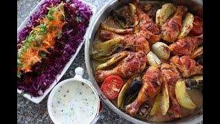 Турецкий ужин для семьи/Турецкий суп/Курица с овощами/Витаминный салат