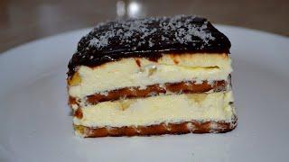 Шоколадно банановый торт без выпечки с печеньем рецепт