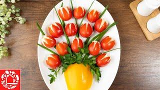 Шикарный Салат-Закуска «Ваза с тюльпанами»! Очень просто и эффектно!