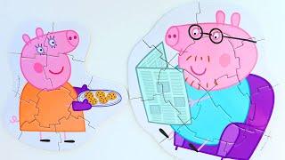 Мама Свинка и Папа Свин вместе - собираем пазлы для детей с героями мультика свинка пеппа