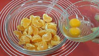 Перемешайте яйцо с мандарином! И готова вкуснейшая выпечка. Без воды, без молоко.