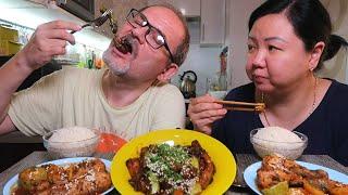 МУКБАНГ кабачки по китайски, куриные ножки с овощами/ Анекдоты от Алексея! / MUKBANG china salad.