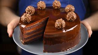 Ультра шоколадный торт покрытый зеркальной глазурью. Рецепт простой шоколадной глазури.