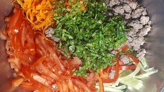 Салат фунчоза с овощами, классический рецепт и с говяжьим фаршем в домашних условиях рецепт с соусо