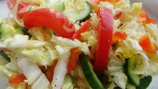 Простые салаты и простые рецепты салатов: Овощной салат из капусты Быстрые салаты, 3 салата варианты