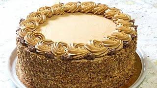 Бисквитный торт с БЕЗЕ и кремом СО СГУЩЁНКОЙ. /Cake with meringue.