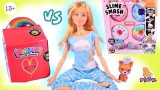 МАКДОНАЛДС ИЛИ ПОНЧИКИ - ЗАВТРАК СЛАЙМ ЧЕЛЛЕНДЖ с Barbie Self Care Doll - обзор + asmr slime