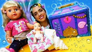 Русалка спасает пупсика Беби Бон - Видео для девочек - Сундук Русалки и Кукла Baby Born КАК МАМА