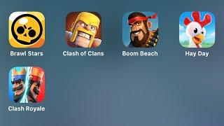 Brawl Stars,Clash of Clans,Boom Beach,Hay Day,Clash Royale,iOS Gameplay,Strategy Games
