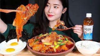 매운묵은지김치찜 통삼겹살/SPICY BRAISED KIMCHI & PORK BELLY CHUNK Kimchi jjim Mukbang Eating Show 燉泡菜 キムチチム