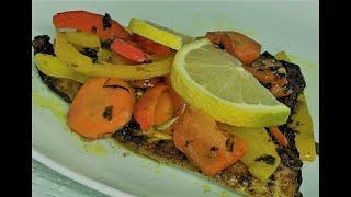 Рыба Дорадо с овощами и белым вином