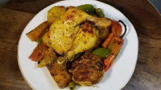 Курица запеченная над овощами. Рецепт Димы Кулинахера. Chicken roasted over veggies (English subs)