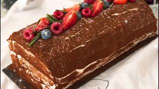 ШОКОЛАДНЫЙ РУЛЕТ   #торт #десерт #выпечка #шоколадный #бисквит #рулет #кондитер #домашняявыпечка