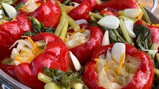 Маринованный красный перец с капустой | Pickled red pepper | Մարինացված կարմիր բիբար