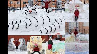 Vlog. Выходные! Снежные фигуры. Лепим из снега. Как улучшить почерк