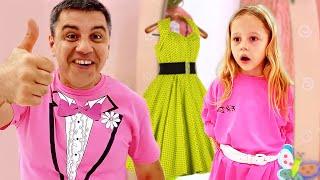 Настя и папа учатся делать сами платья для вечеринки. Полезное видео для детей