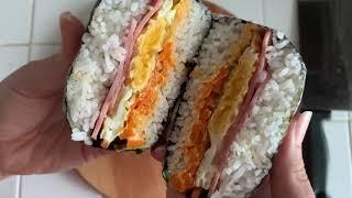 "Сэндвич для пикника" - рис, мясо, яйцо и овощи. Решение для смекалистых.