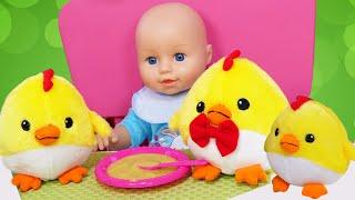 Видео с куклами - Завтрак для Беби Бон и Цыплят! – Смешные видео для детей с игрушками
