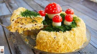 Закусочный  ТОРТ с грибами и сыром | Mushroom cake recipe