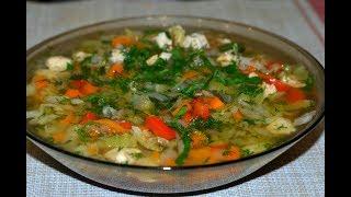Суп из свежей капусты с курицей./Fresh cabbage soup.