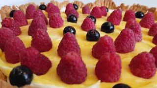 Тарт пирог лимонный с малиной, Рецепт Lemon tart with raspberries, Recipe