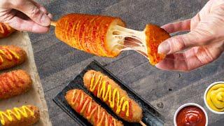 MOZZARELLA CORN DOG at home recipe - Korean street food Сheese Hot Dog ASMR [ENG SUBS]