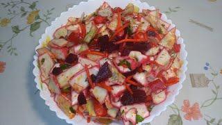 Красный корейский салат из капусты