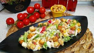 #салат #курица #помидор    САЛАТ ♡Очень вкусный | Товук ва сухарикли  салат
