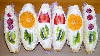 ЯПОНСКИЙ СЭНДВИЧ С ЦВЕТАМИ ИЗ ФРУКТОВ | Japanese Fruit Flower Sandwich (Fruit Sando) フルーツサンド