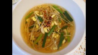 Корейская кухня: Суп из соевых ростков или Кон намуль гук (콩나물국)