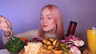 EATING | Скумбрия, овощи, салаты, картофель | Mackerel, vegetables, salads, potatoes не MUKBANG
