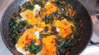 Яичница со шпинатом. Как Вкусно и Просто приготовить Шпинат? Рецепт завтрака с яйцом. Breakfast
