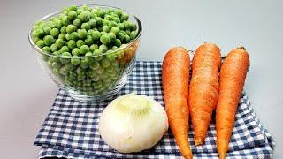 Овощное меню | ОЧЕНЬ Вкусное Блюдо из Моркови и Зелёного Горошка.