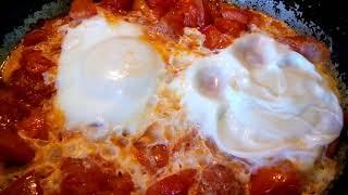 Яичница с помидорами.  Рецепт самой популярной яичницы!