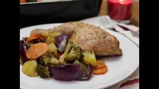 Рецепт запеченных куриных окорочков с овощами